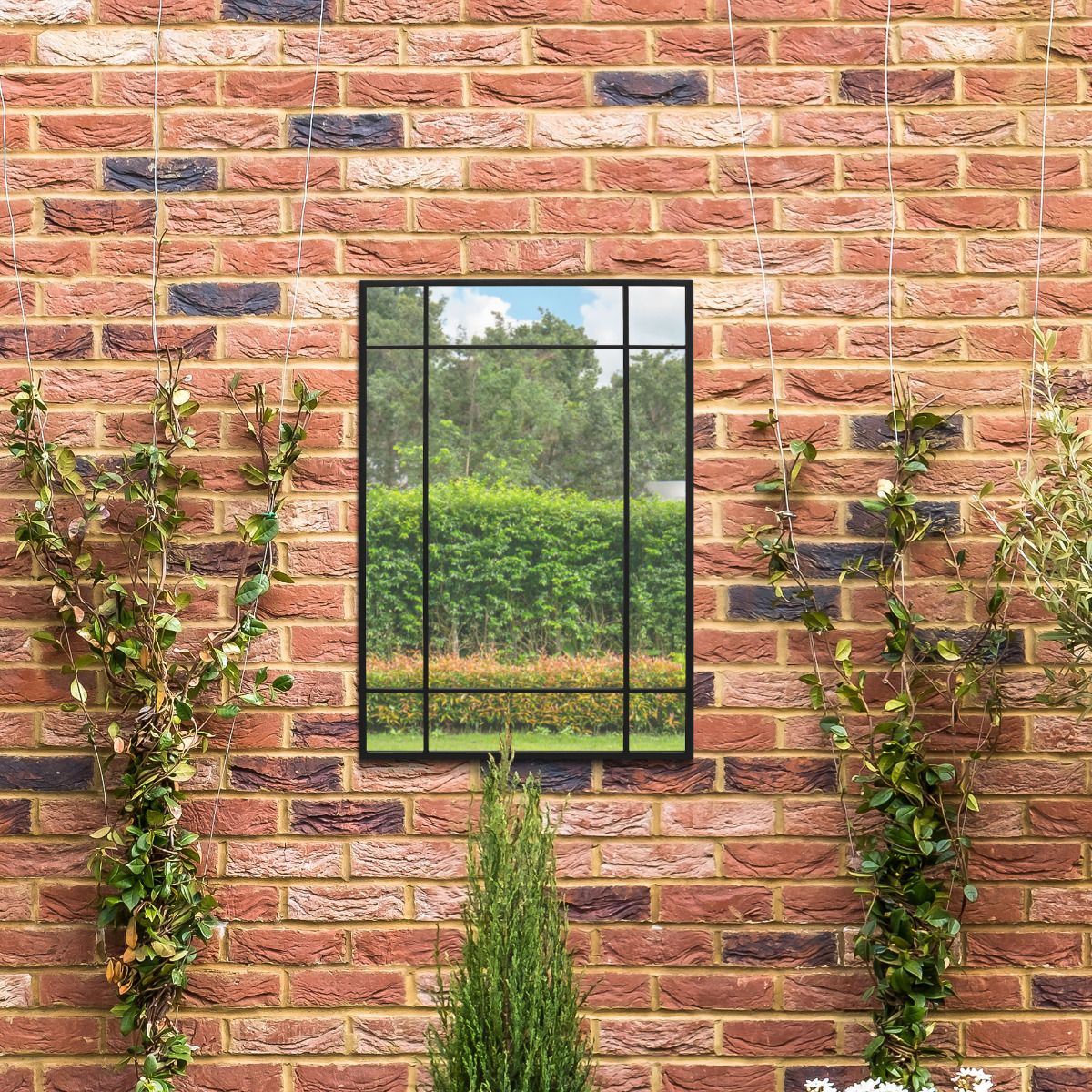 MirrorOutlet Black Modern Contemporary Garden Wall Mirror 39" X 27" (100x70CM) 6