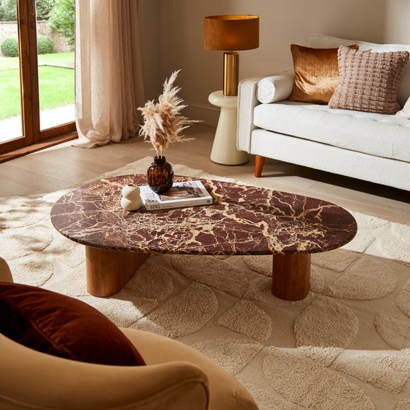Pondus Coffee Table, Real Cherry Marble and Mango Wood