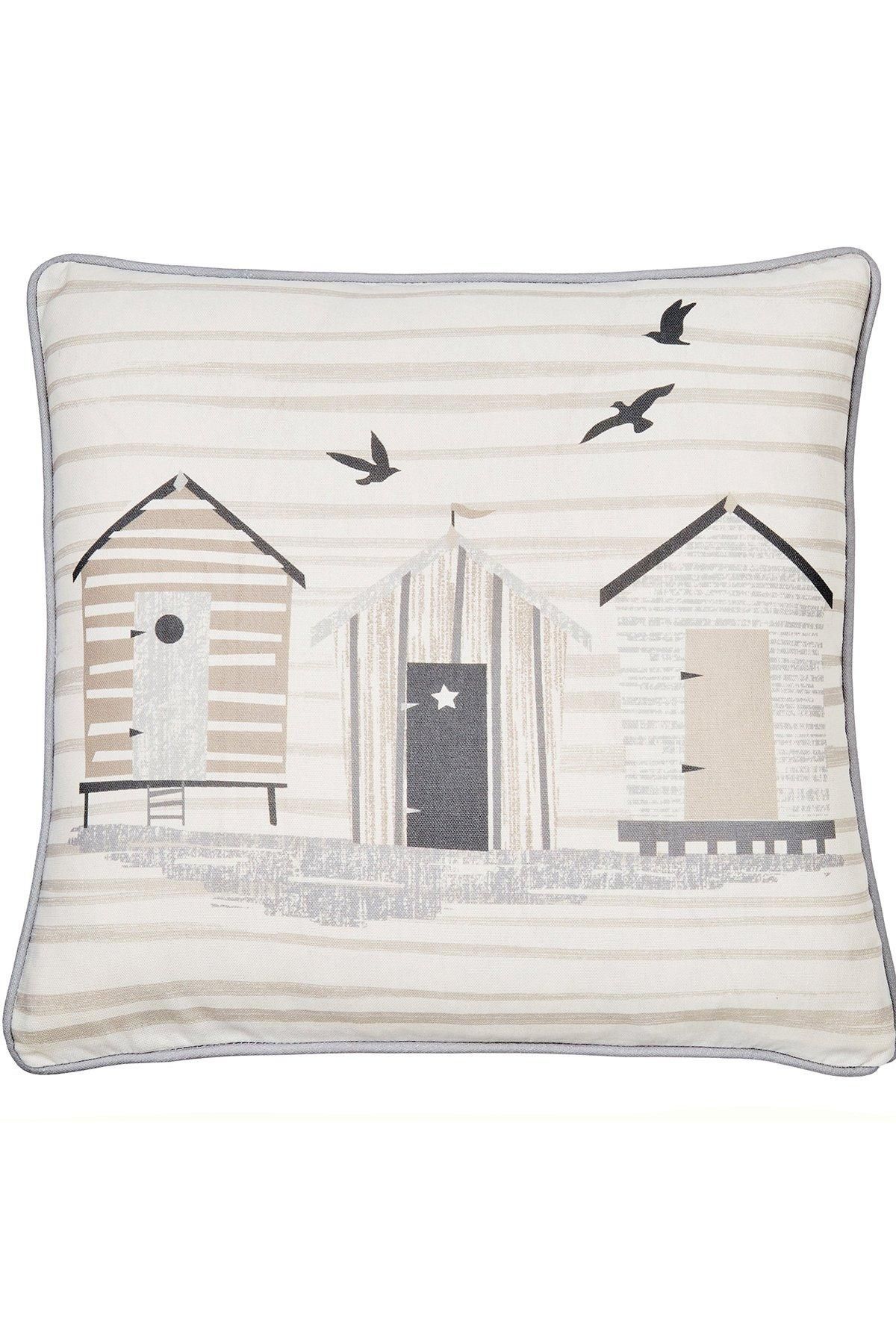 Fusion 'Beach Huts' Outdoor Water & UV Resistant Garden Filled Bench Cushion in Natural 3