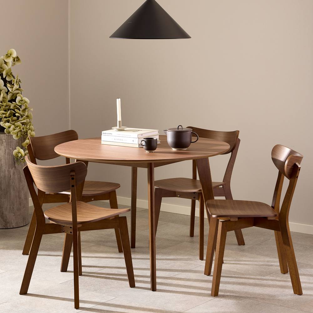 Furniture To Go Roxby Walnut Table 120x76cm with 4 Roxby Walnut Dining Chairs
