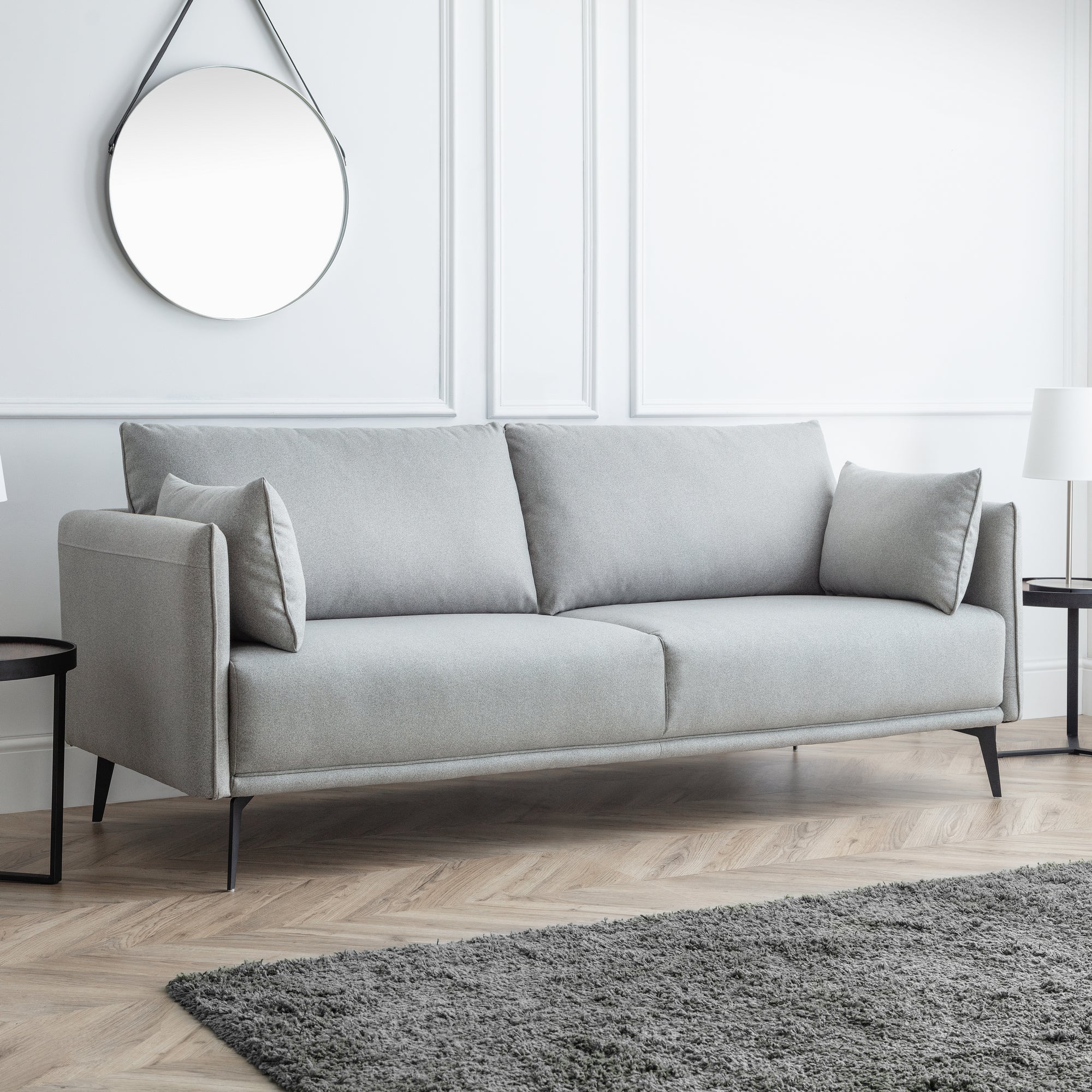 Rohe Fabric 3 Seater Sofa Platinum