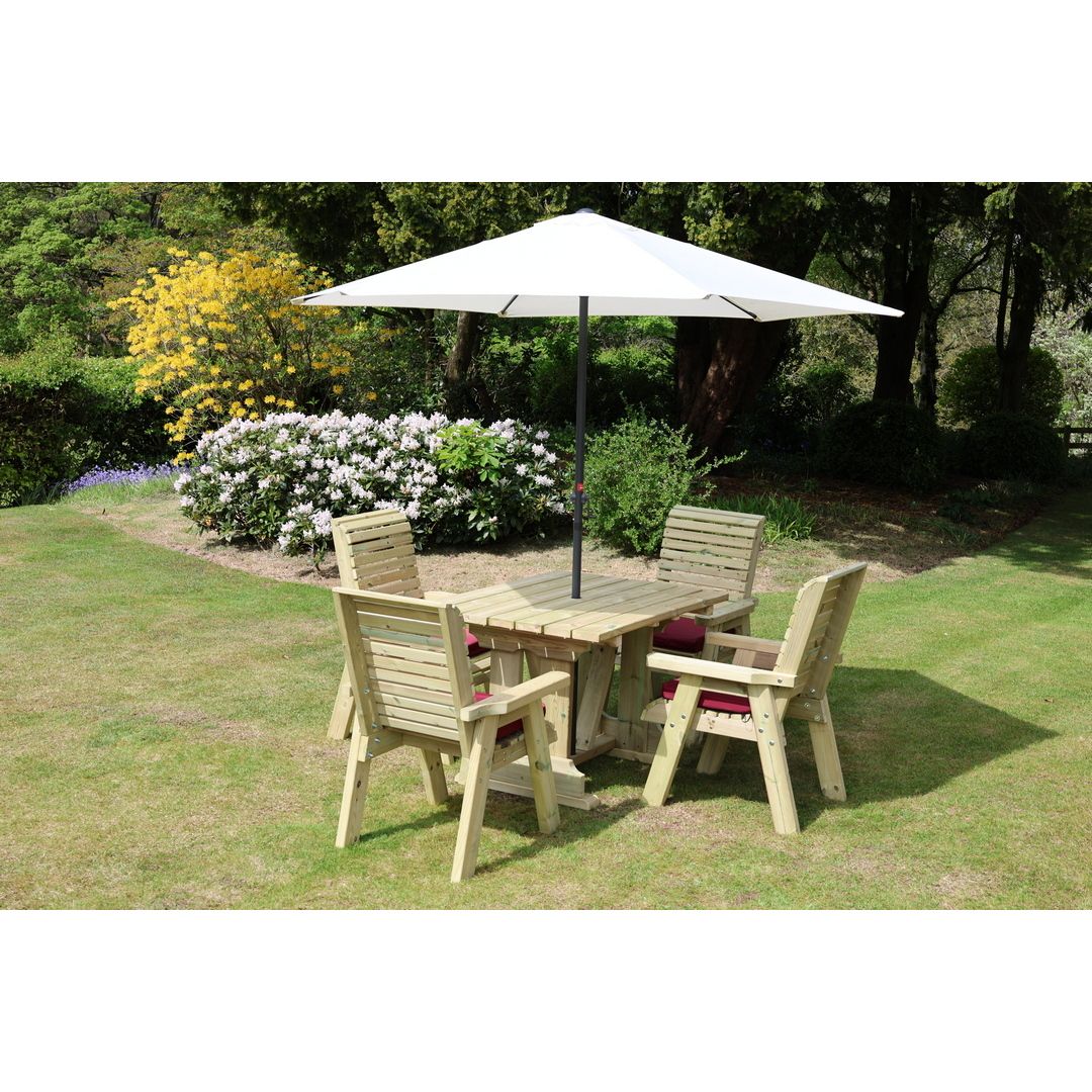 Churnet Valley Garden Furniture Ltd Ergo 4 Chair Dining Set - Min. Assembly Required - Set of Cushions Inc in Brown 2