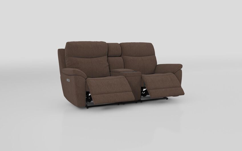 Brown Fabric Eldwick 3 Seater Power Recliner Sofa with Console, Head Tilt & Lumbar