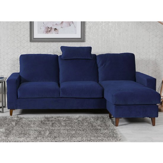 Lemphone Velvet Upholstered Chaise Sofa Bed In Blue
