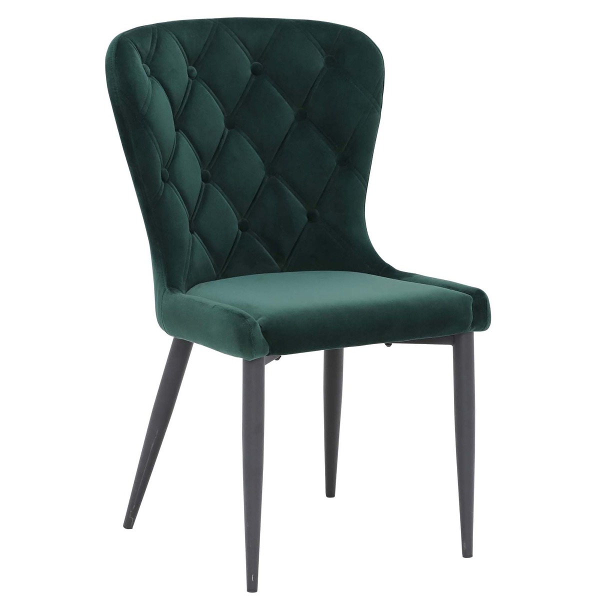 Burnaby Buttoned Dining Chair - Green - Velvet - W57 x D63 x H93cm - Barker & Stonehouse