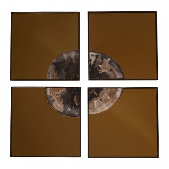 Relics Square 4Pc Mosaic Effect Wall Mirror In Warm Copper Frame