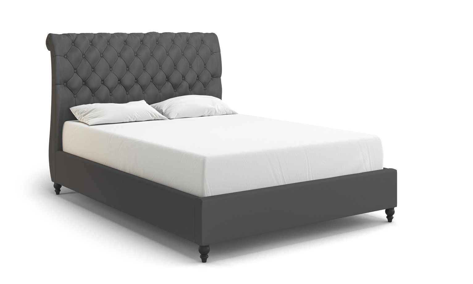 MiBed Cheshire Velvet Superking Bed Frame - Grey