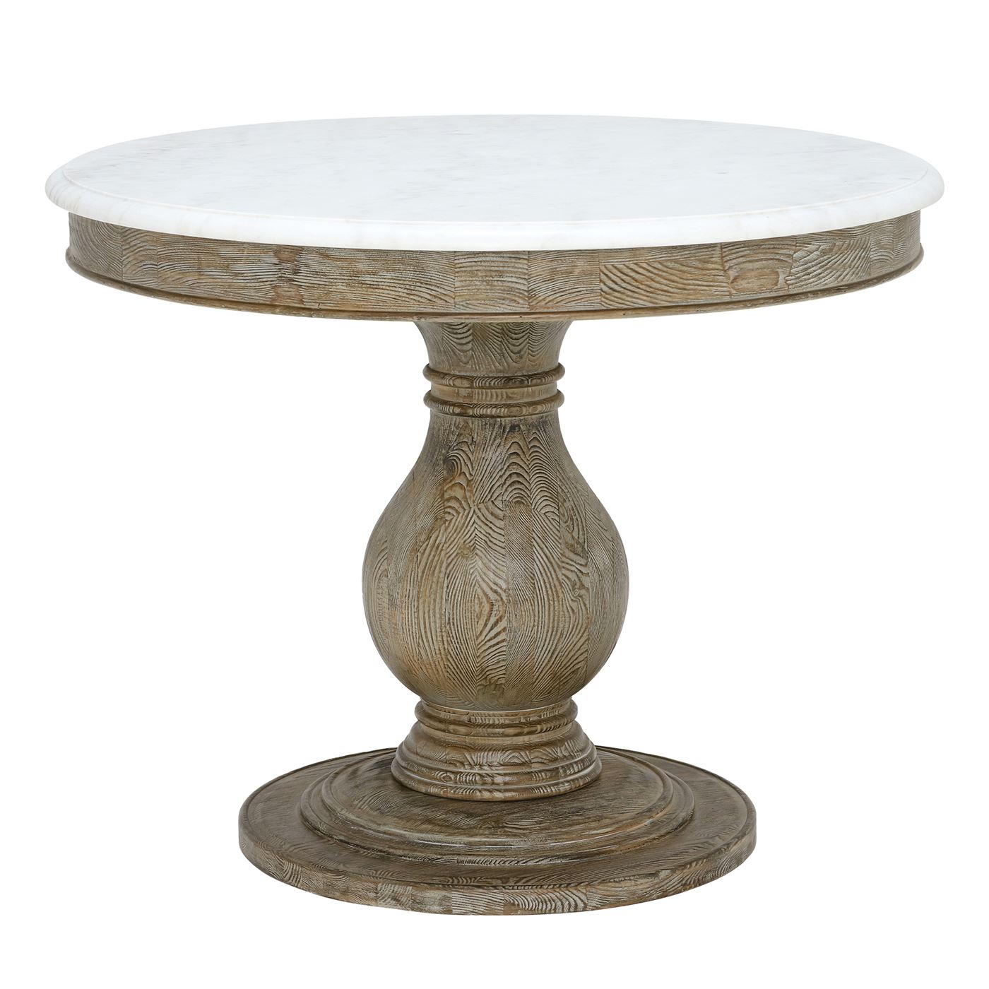 Woolton Round Dining Table, White Marble and Earl Grey