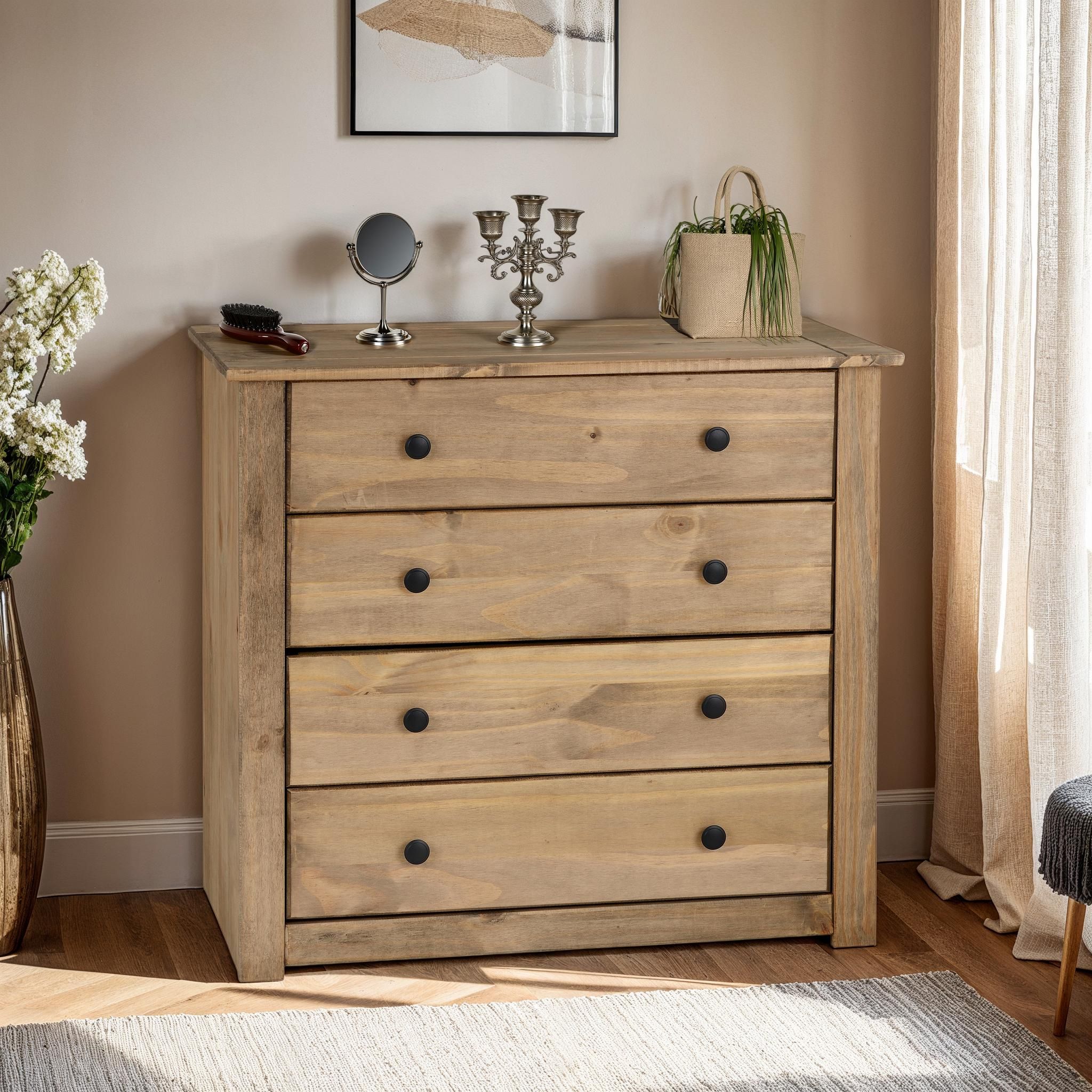 Seconique Panama 4 Drawer Chest in Natural