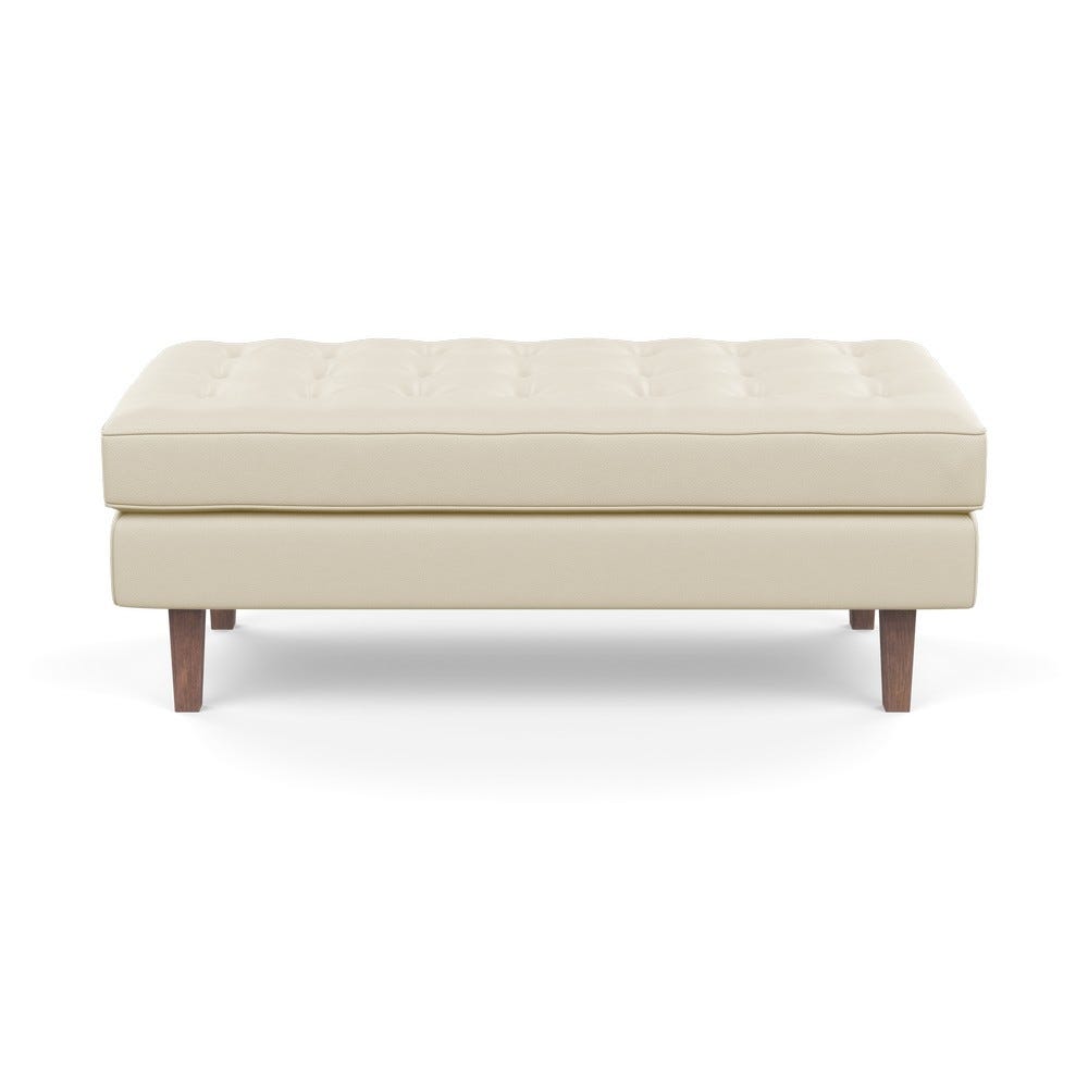 Heal's Hepburn Ottoman Leather Grain Storm 006 Walnut Feet 3