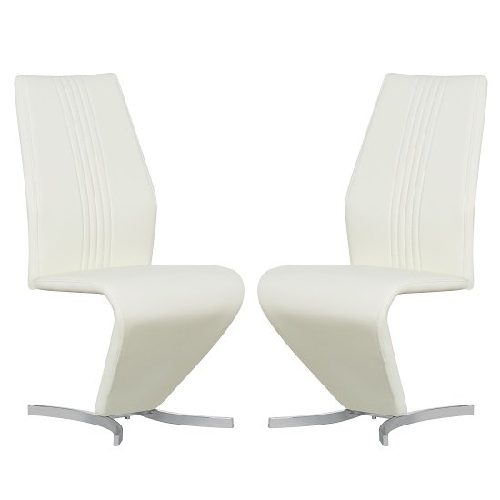 Gia Modern Dining Chairs In Cream Faux Leather In A Pair