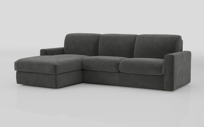 Grey Fabric Barete Large Arm 4 Seater Sofa Bed with Left Hand Facing Large Lounger