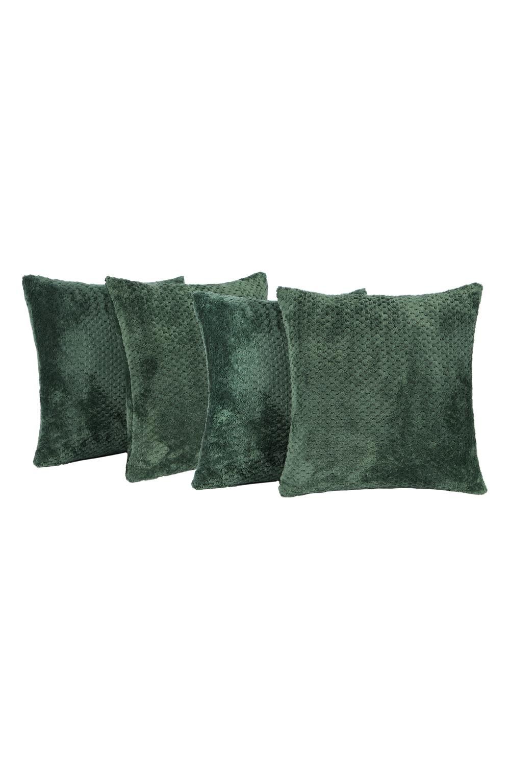 OHS 4 Pack of Waffle Fleece Square Cushion Covers in Dark Green
