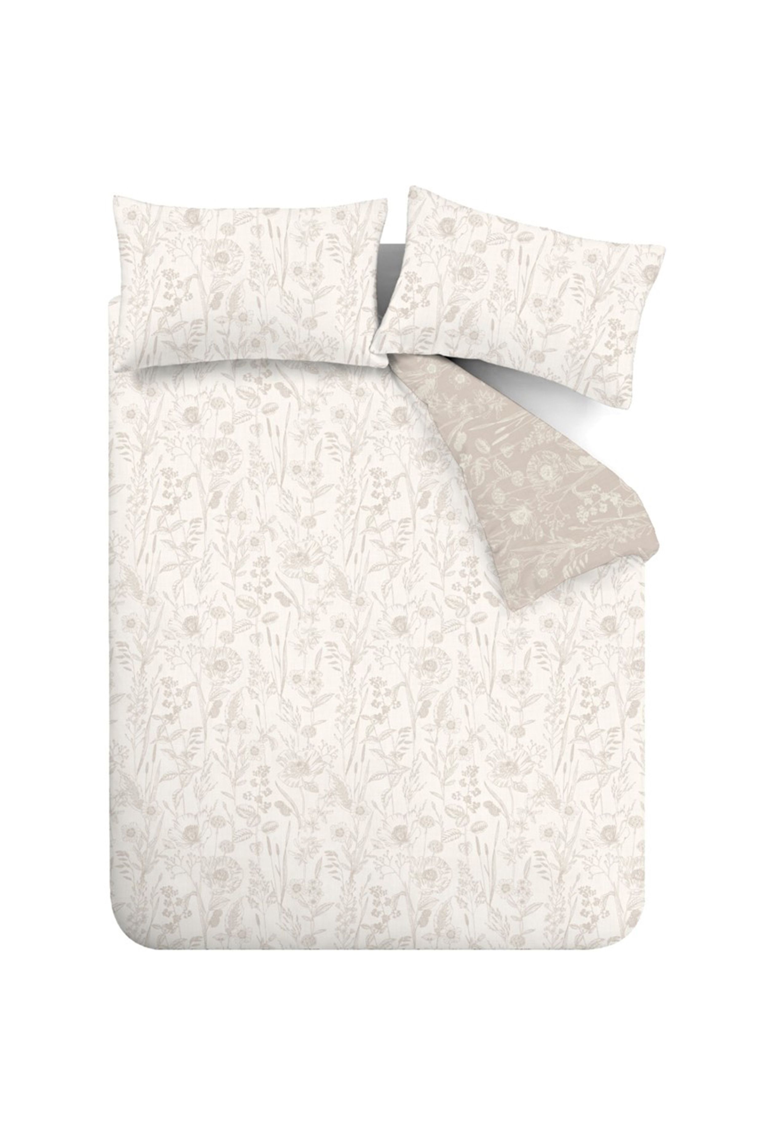 Bianca 'Brushed Cotton Floral Toile' Reversible Duvet Cover Set in Natural 5
