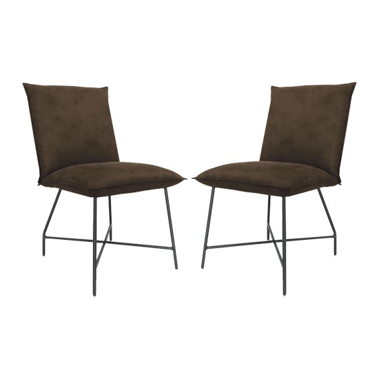 Lukas Brown Fabric Upholstered Dining Chairs In Pair