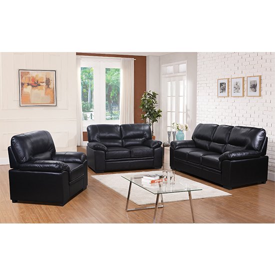 Rachel LeatherGel And PU Sofa Suite In Black