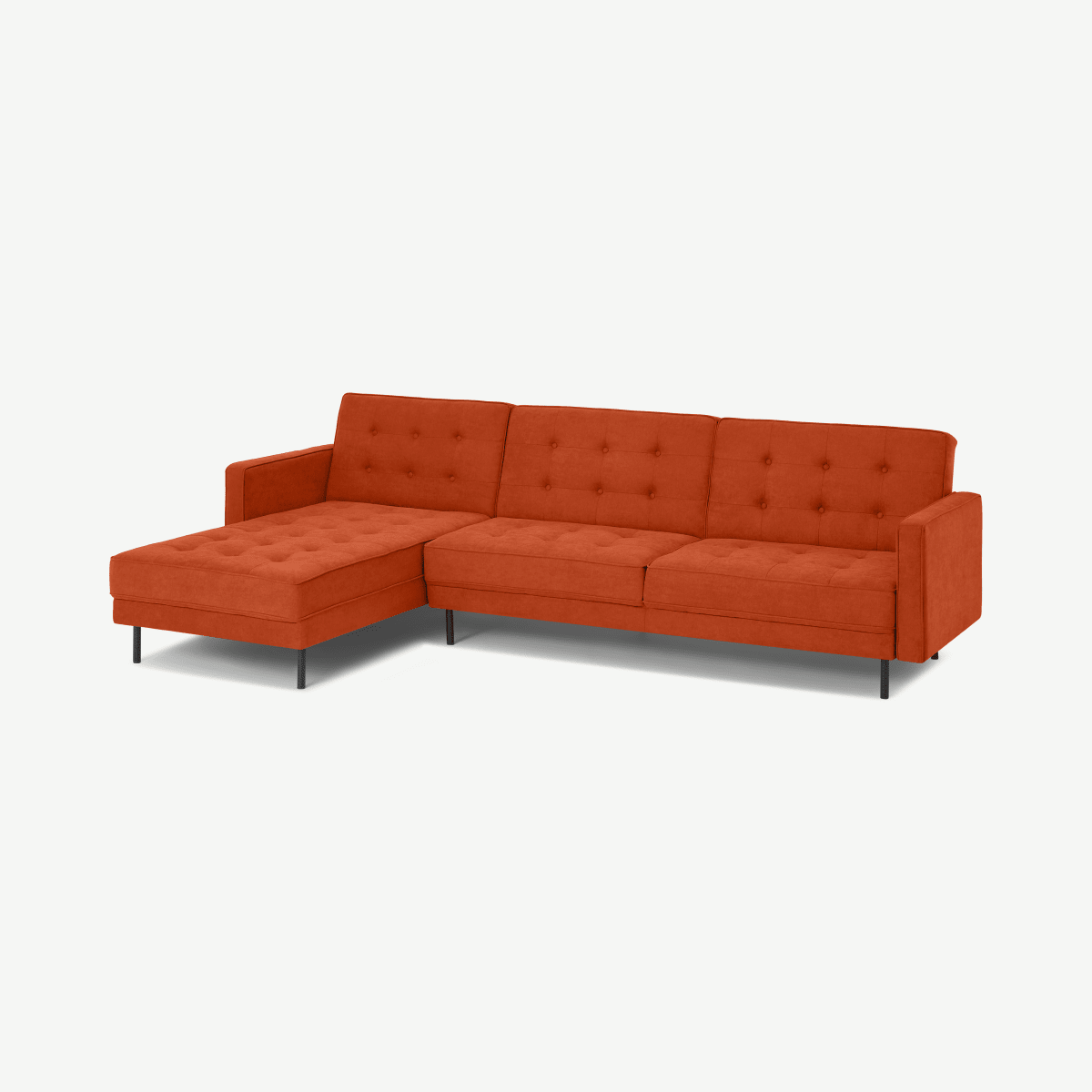 Rosslyn Left Hand Facing Chaise End Click Clack Sofa Bed, Sadona Orange Fabric
