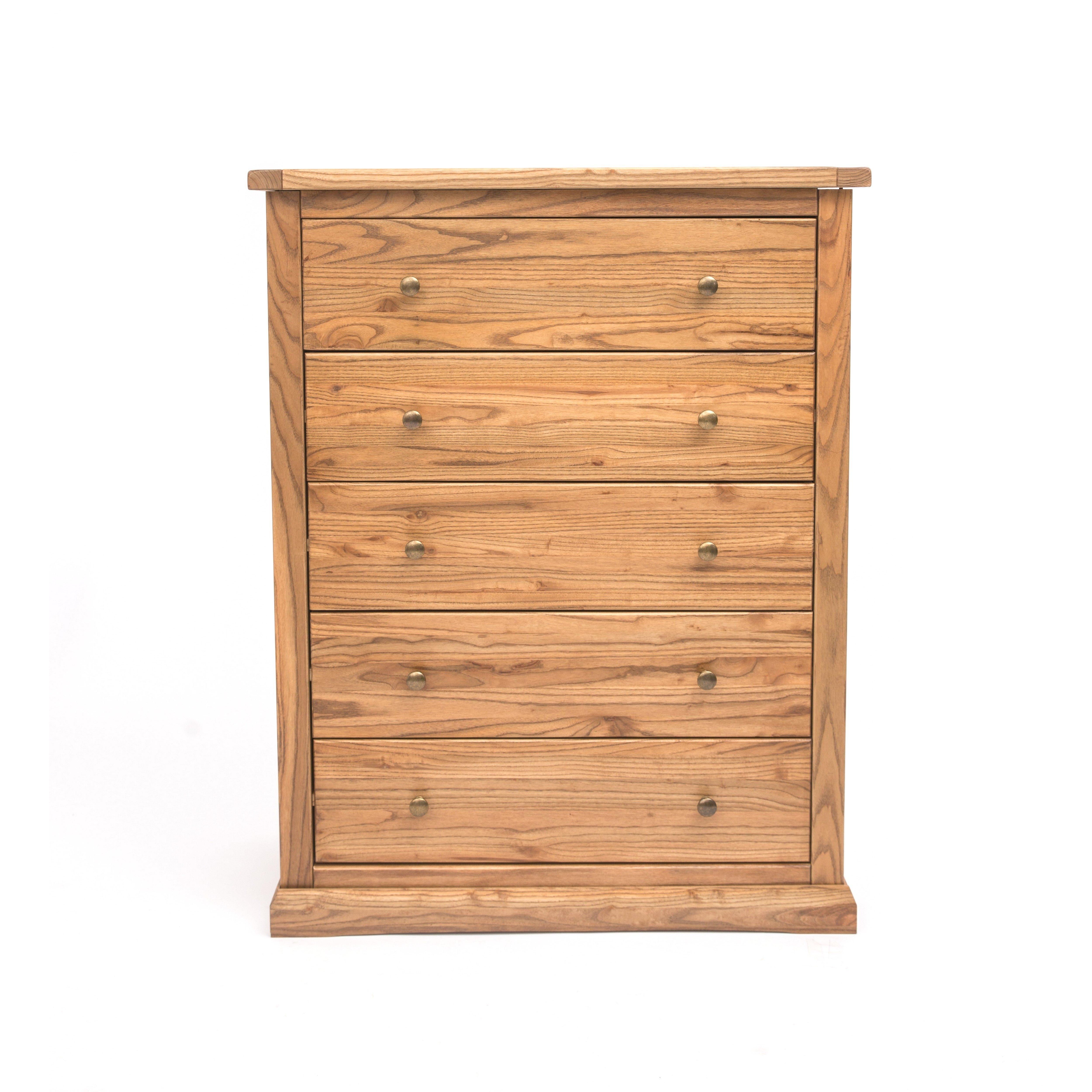 Cabinet Bits Salerno 5 Drawer Chest of Drawers Brass Knob in Natural