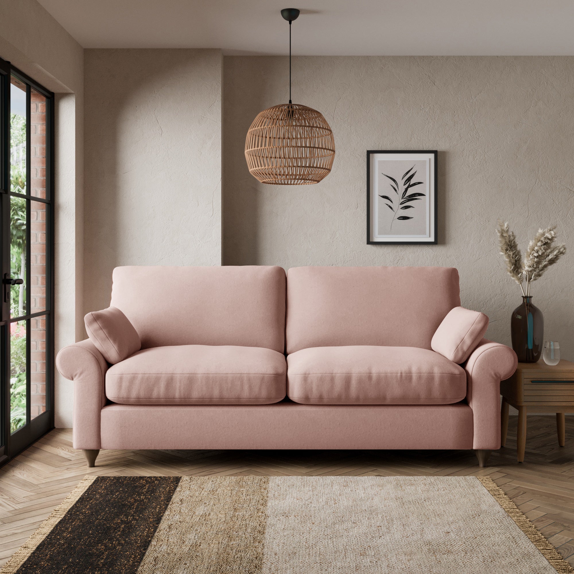 Salisbury Luxury Velvet 3 Seater Sofa Luxury Velvet Peach Blush