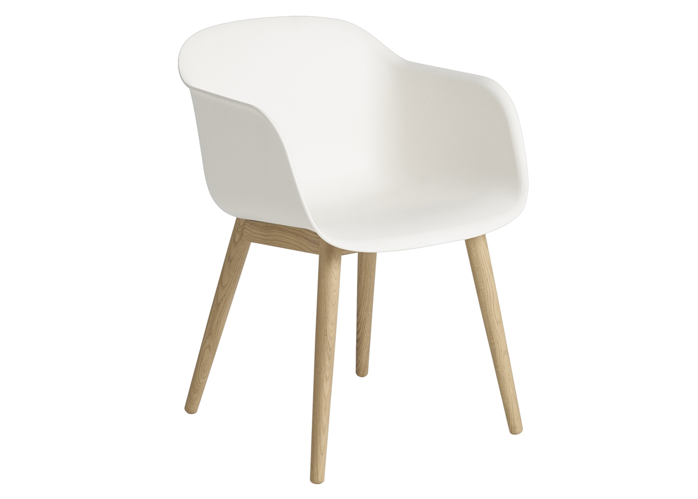 Muuto Fiber Armchair Wood Base Normal Shell Natural White/Oak
