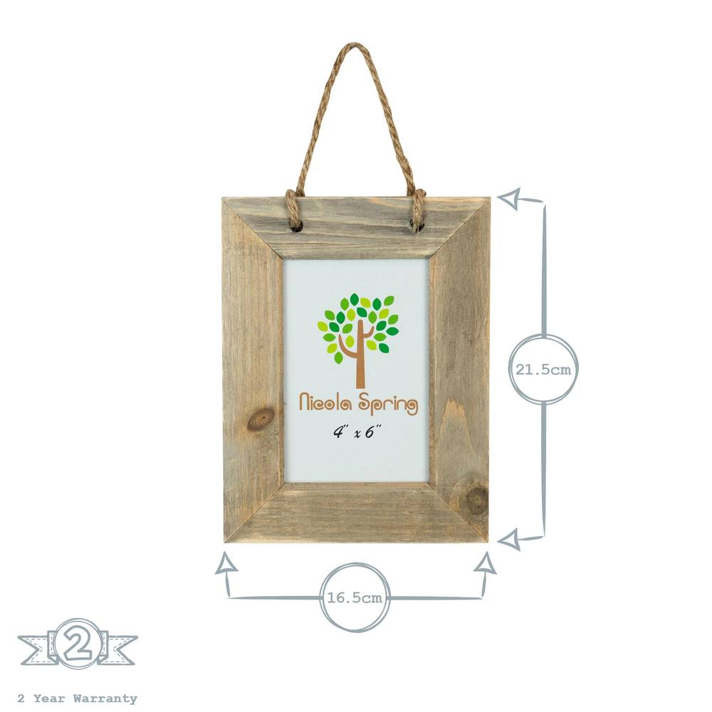Nicola Spring Rustic Hearts Hanging Photo Frame - 6 x 4" - Natural 3