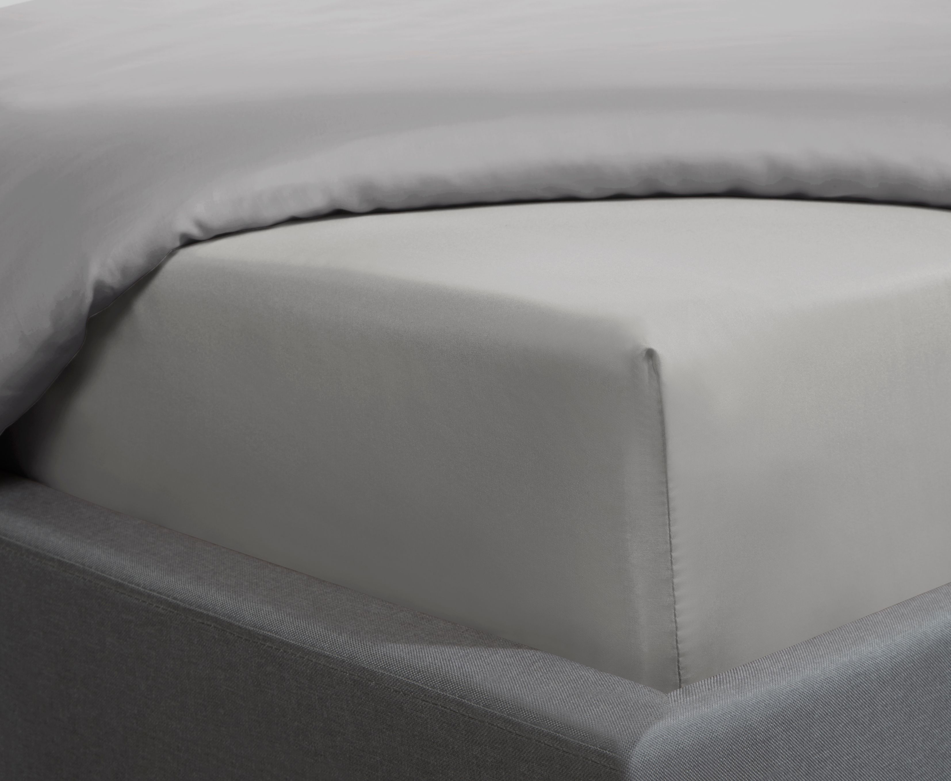 Smart Living Luxurious 300 Thread Count 100% Cotton Sateen Anti-Allergy Fitted Sheet in Silver