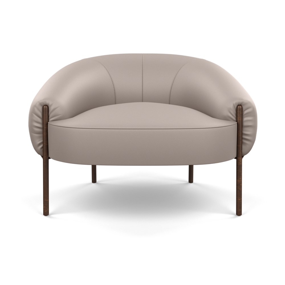 Heal's Isola Armchair Leather Grain Light Grey 060 Bronze Feet