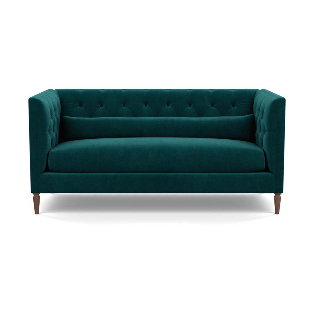 Heal's Balmoral 3 Seater Sofa Smart Luxe Velvet Ocean Walnut Feet