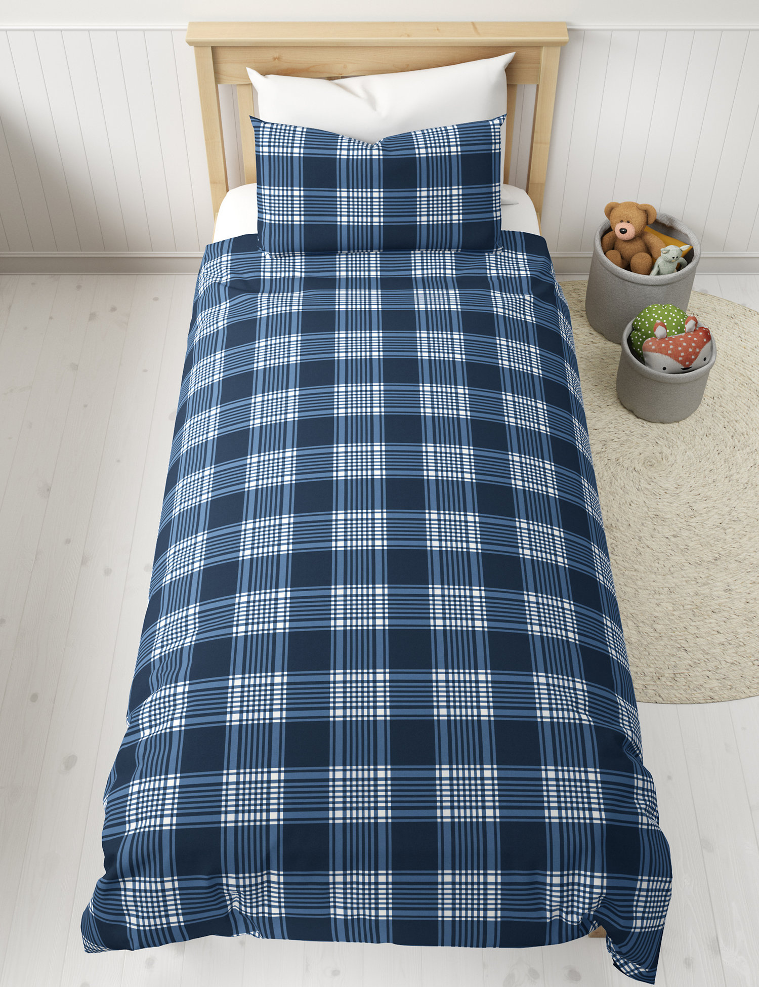 M&S Cotton Blend Checked Bedding Set