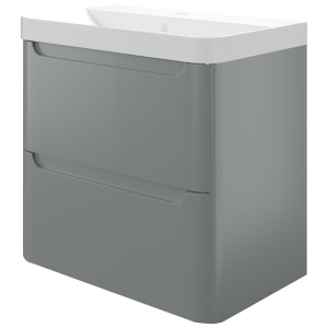 Wickes Malmo Dust Grey Wall Hung J Pull Compact Vanity Unit & Basin - 500 x 350mm