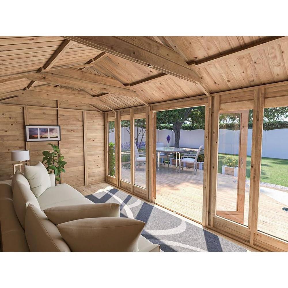 Dunster House Summerhouse 4m x 2.4m (14' x 8') Reverse Apex, RagePanda Modular in Brown 4