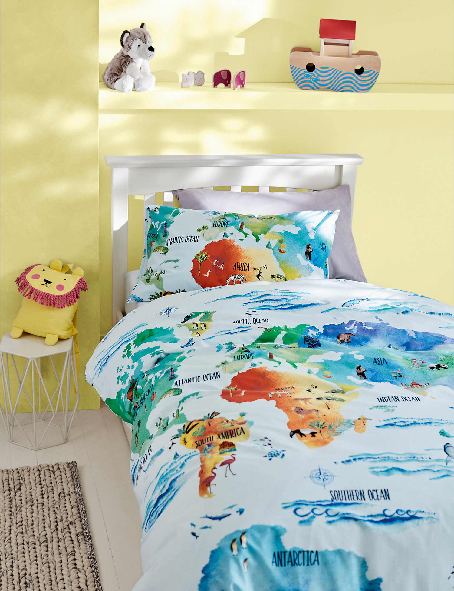 M&S Cotton Rich World Map Bedding Set