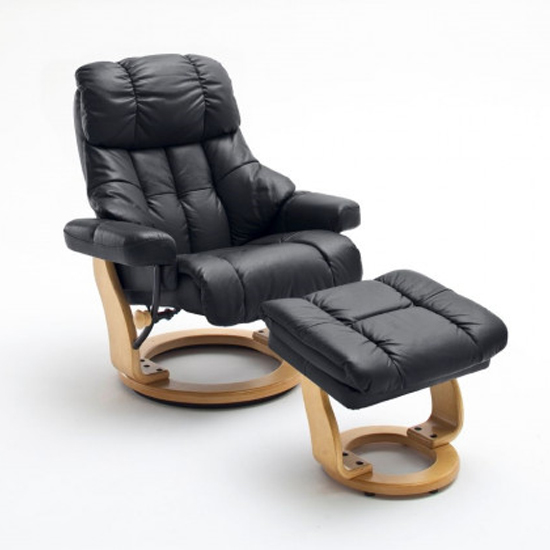 Calgary Relaxer Chair In Black And Natural With Footstool