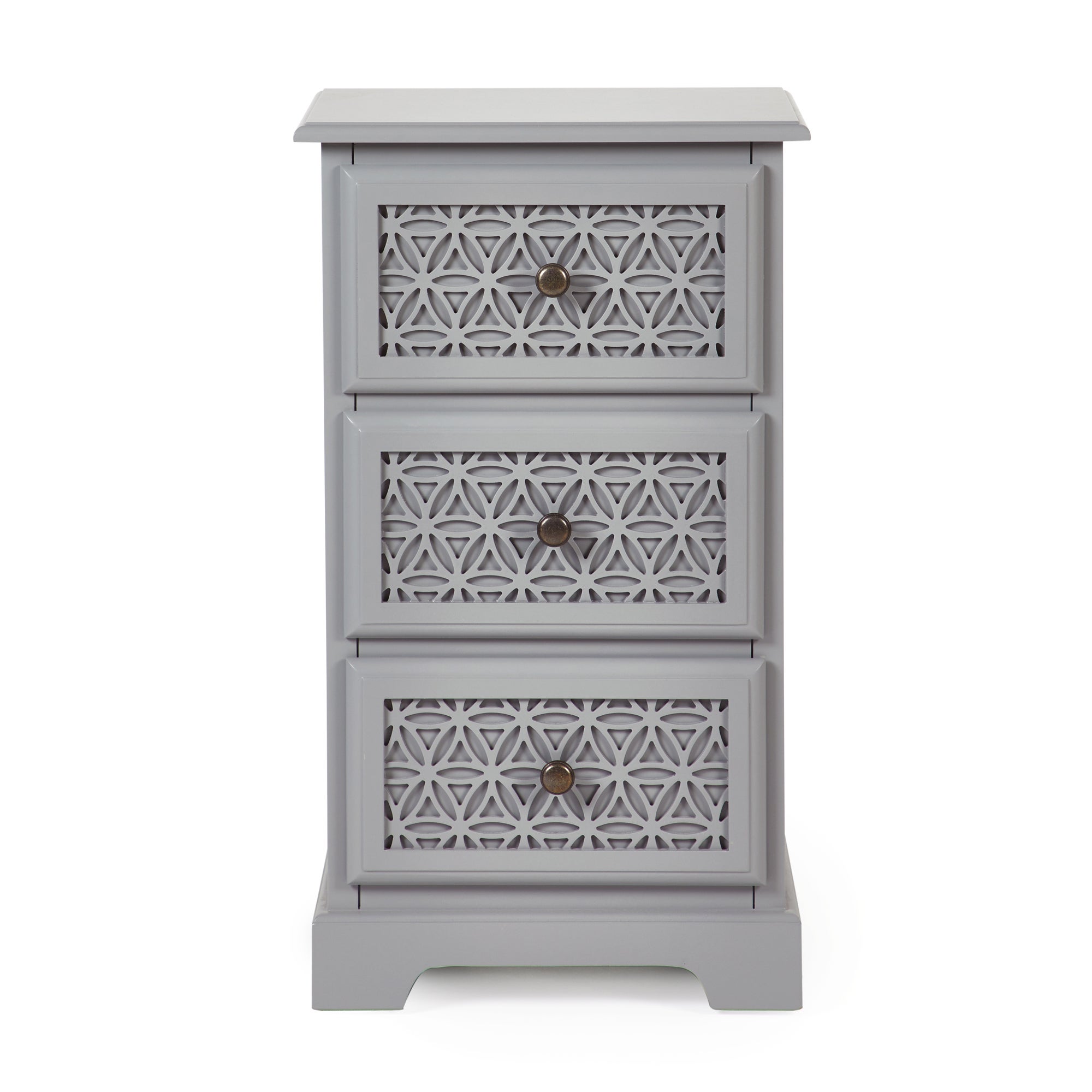 Carys 3 Drawer Bedside Table Grey