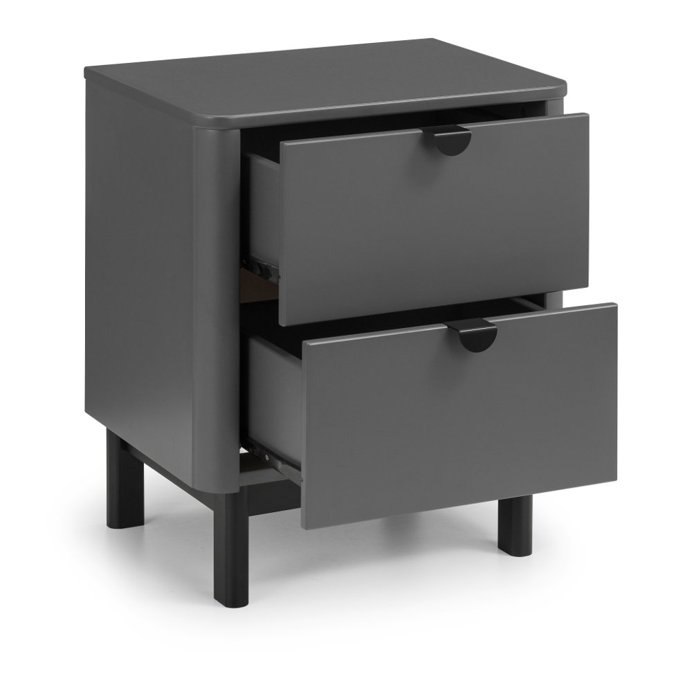 Chloe Grey Wooden 2 Drawer Bedside Table