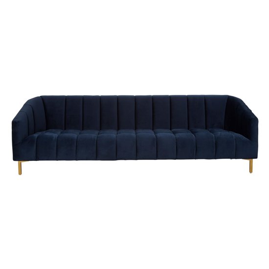 Balles Velvet 3 Seater Sofa In Blue