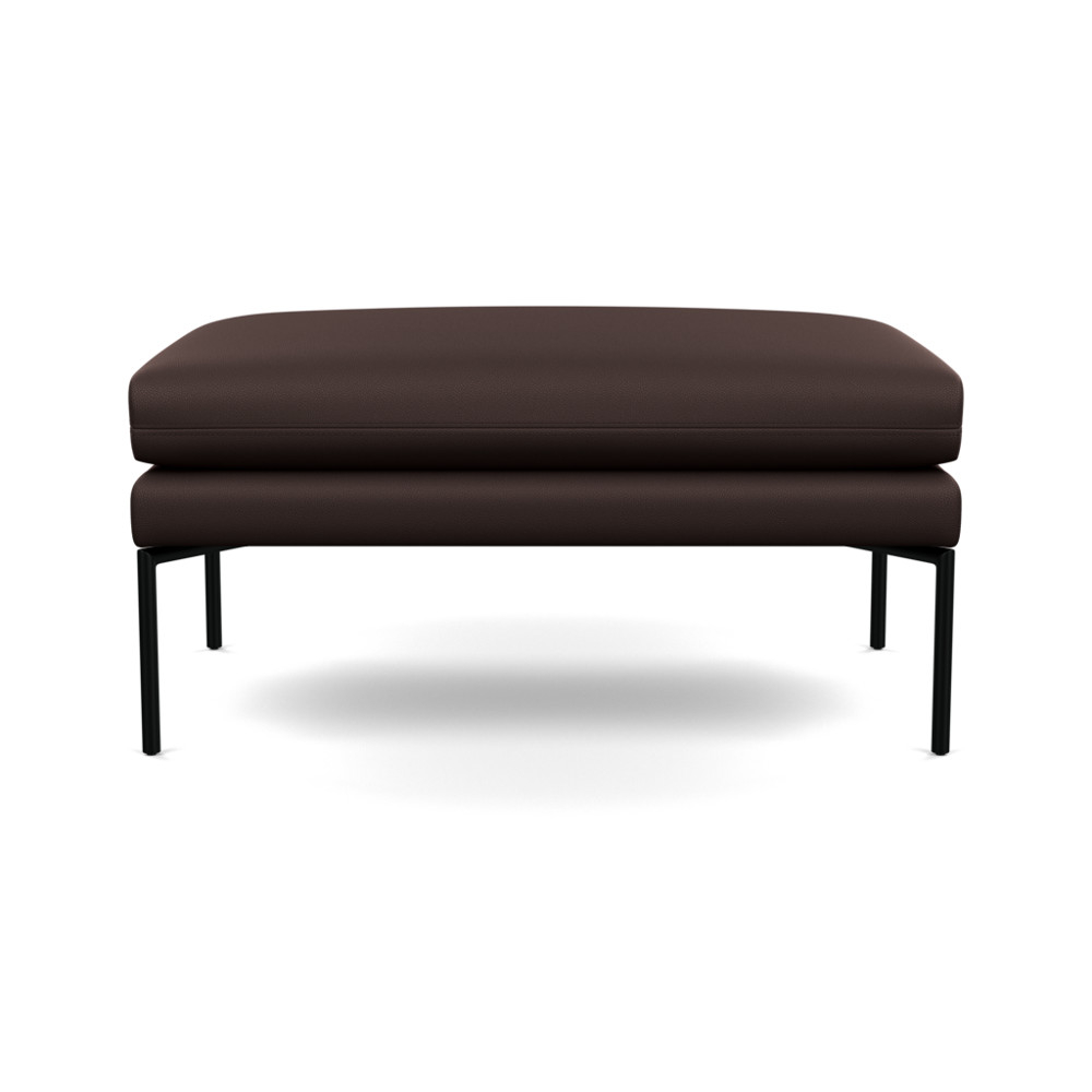 Heal's Matera Large Ottoman Leather Grain Chocolate 066 Black Feet 1