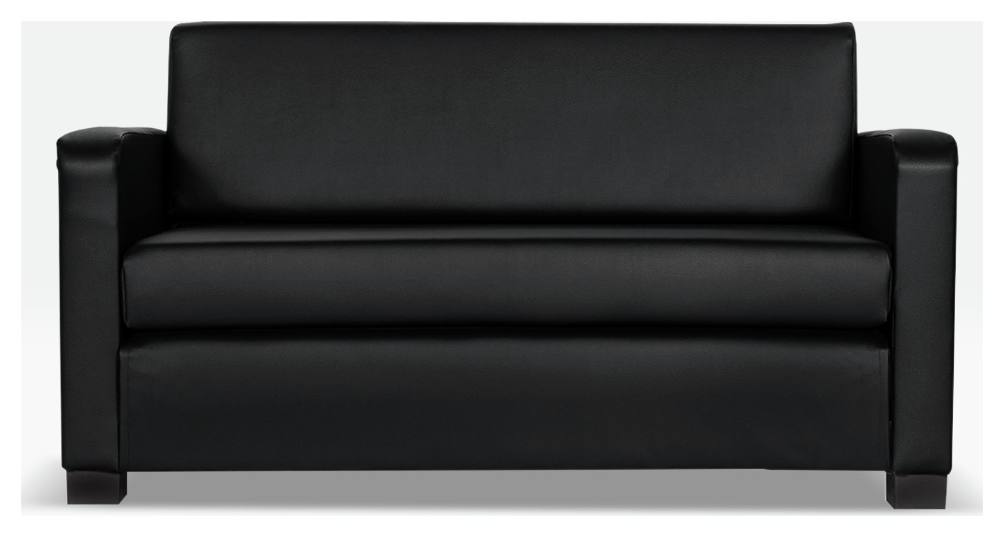 Argos Home Lucy 2 Seater Faux Leather Sofa Bed - Black