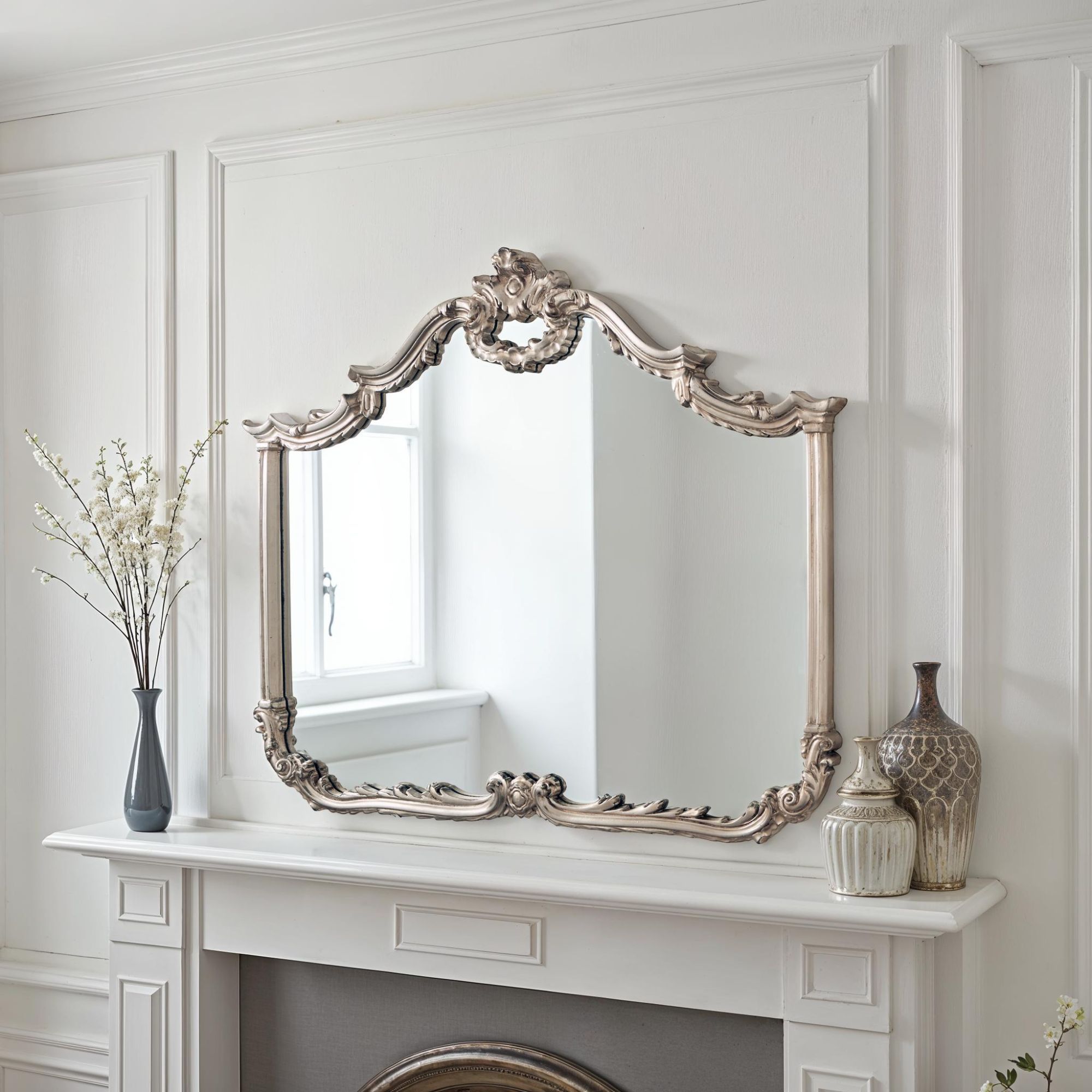 Yearn Mirrors Carved Landscape mirror Silver 122(w)x104cm(h) 3