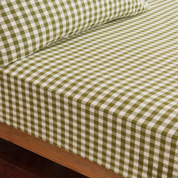 Portloe Gingham Woven 100% Cotton Fitted Sheet