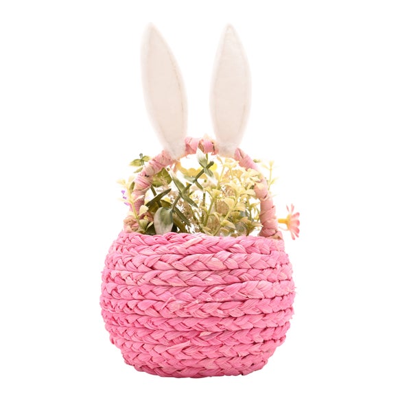 Eggstraordinary Gift Co. Faux Flower Easter Bunny Basket Decoration 4