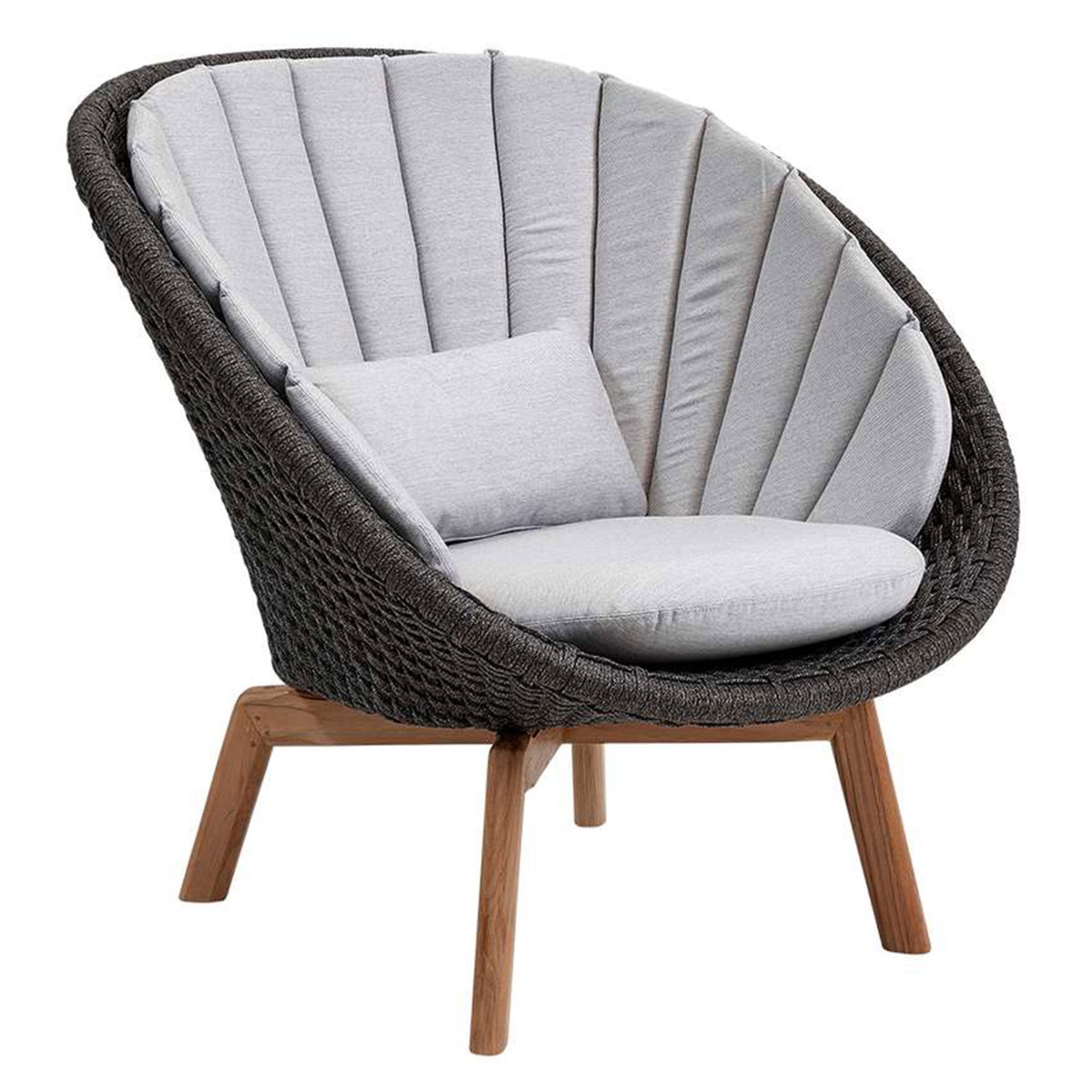 Cane-line Peacock Dark Grey Lounge Chair with Cushion Set