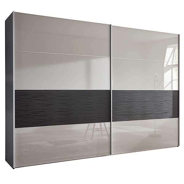 Riga 2 Door Sliding Wardrobe  Pebble Glass and Structure Graphite