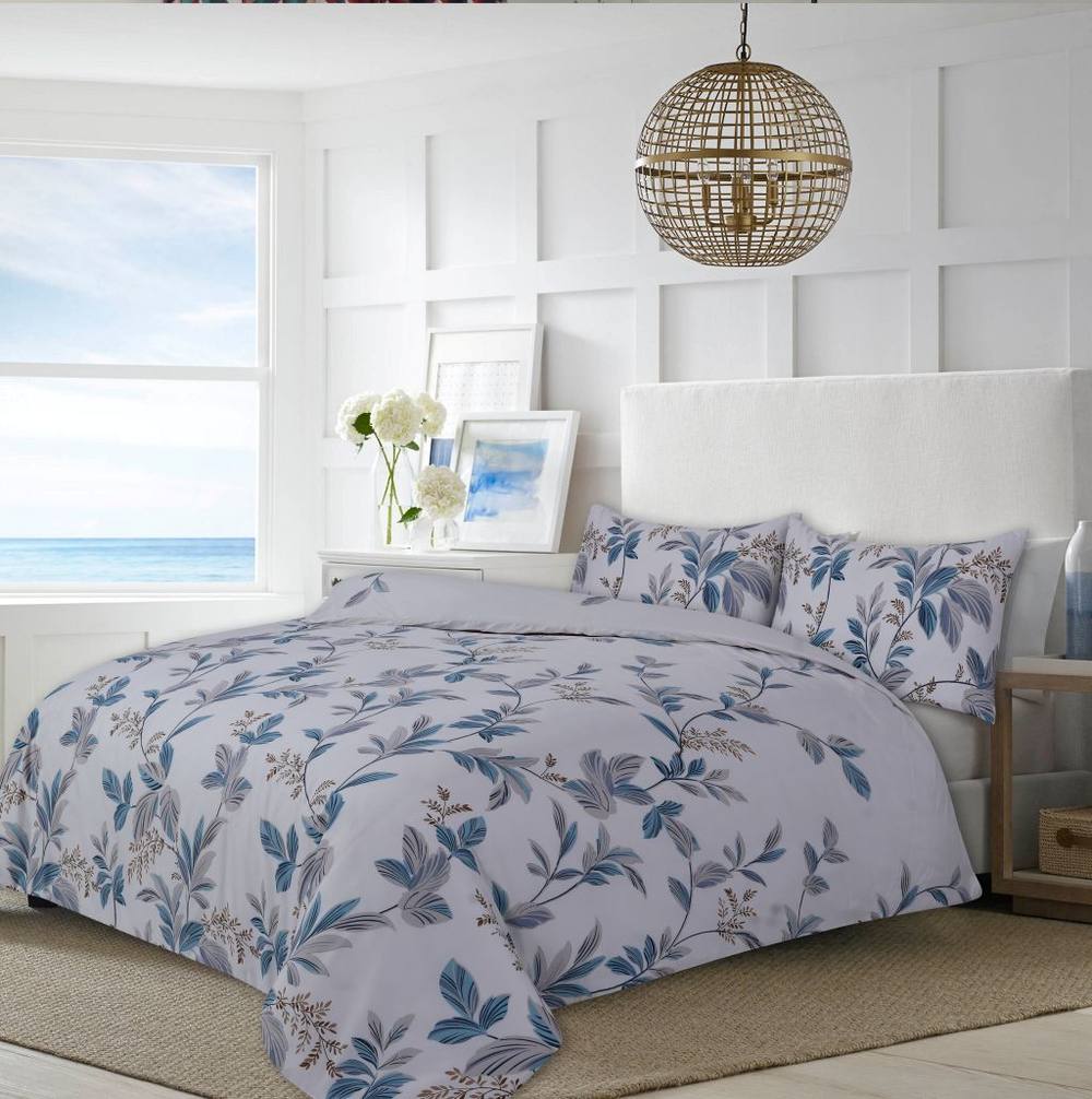 Homes-Linen 4 Piece Mia Bedding Set Microfiber Duvet Cover Fitted Sheet Set