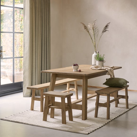 Enola 6-8 Seater Rectangular Extending Dining Table, Rustic Oak
