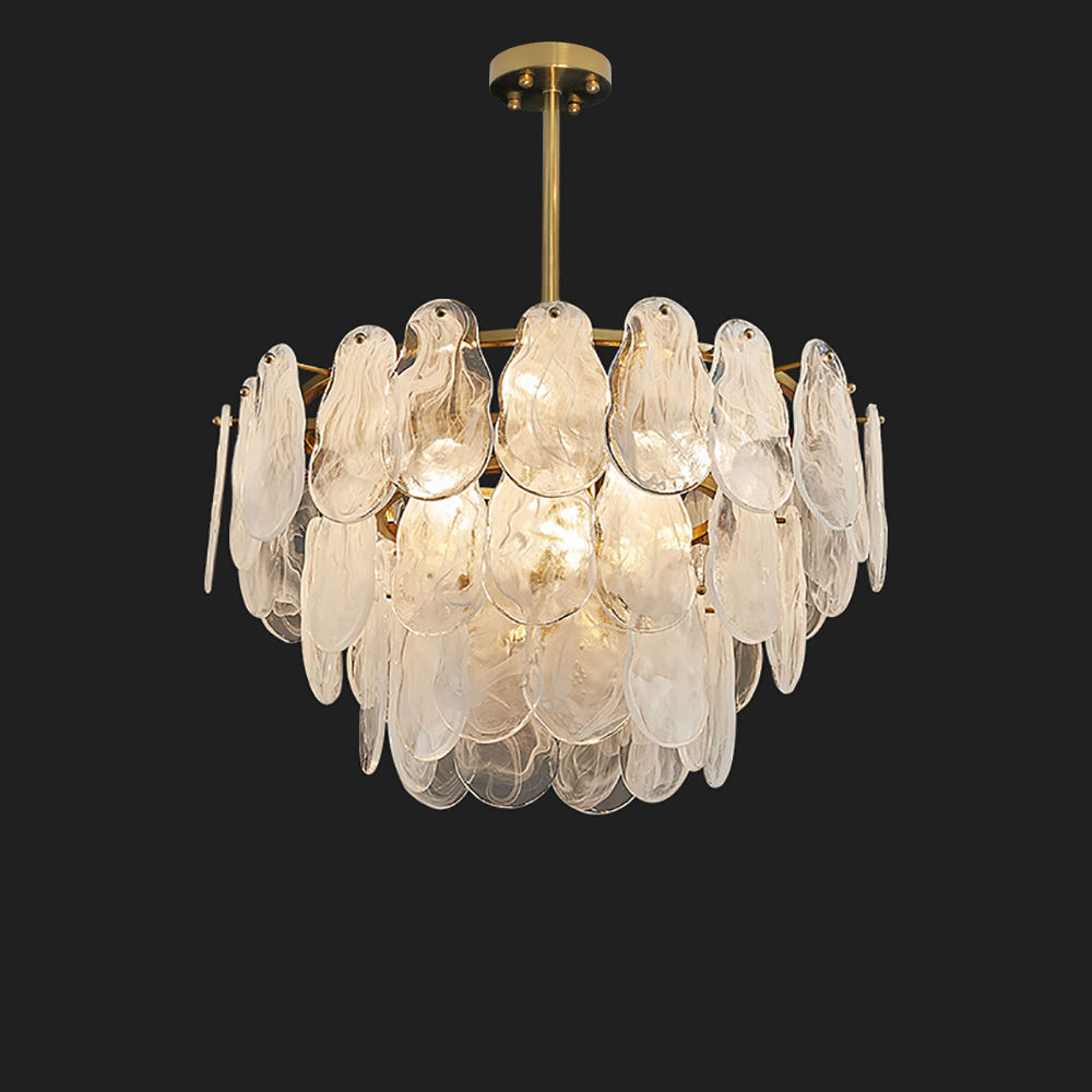 Modern 6-Light Tiered Cloud Glass Chandelier Adjustable Hanging Rod