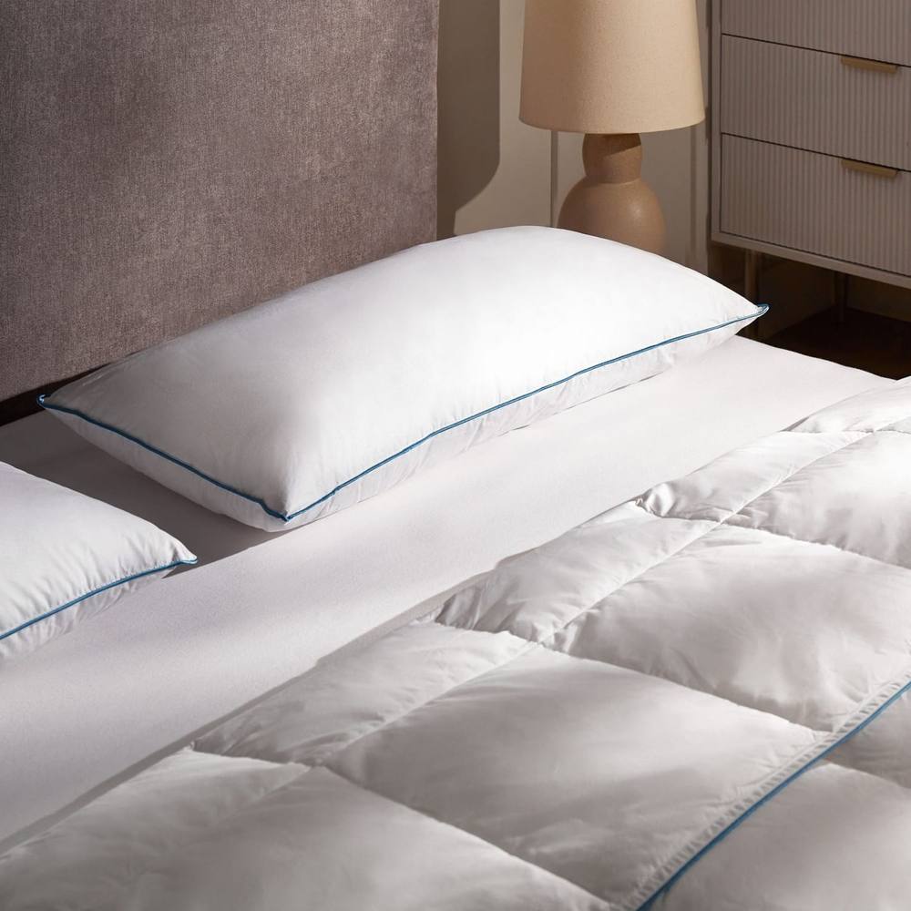 Wyld and Coco Luxe Duck Feather and Down Pillow 40 x 80 cm White Cotton Casing