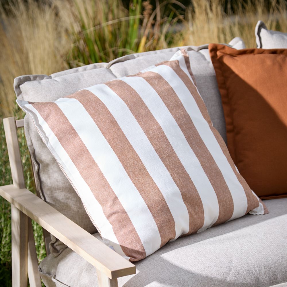 Yard Hayle 100% Cotton Striped Outdoor Cushion in Burnt Orange