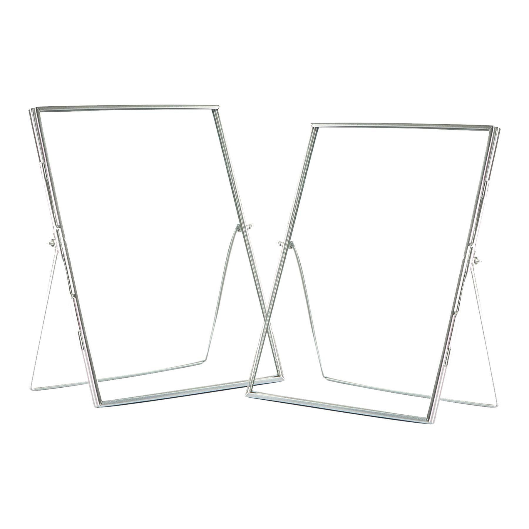 Nicola Spring 2x Standing Metal Photo Frames - 8" x 10" Picture Display Poster Frame in Silver
