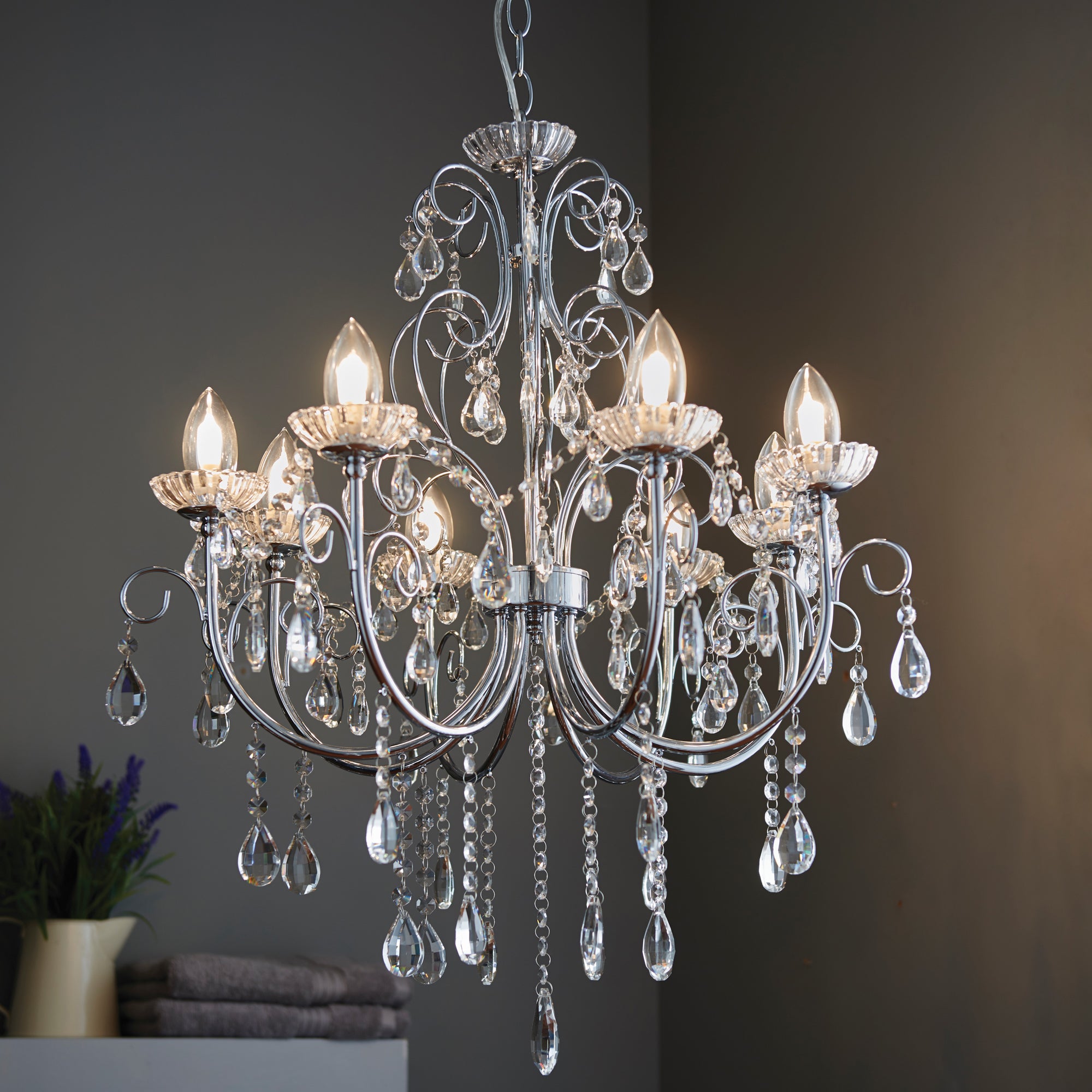 Vogue Tabitha 8 Light 69cm Bathroom Chandelier Chrome